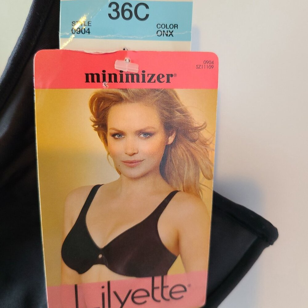 LILYETTE BY BALI BRA PLUNGE MINIMZER UNDERWIRE KEYHOLE FRONT- ONYX -SIZE 36C - Picture 3 of 15
